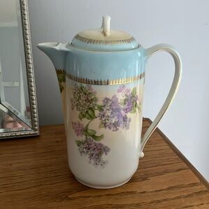 HP! Gorgeous lilac aqua ombré gold trim Germany tea or coffee pot vintage EUC